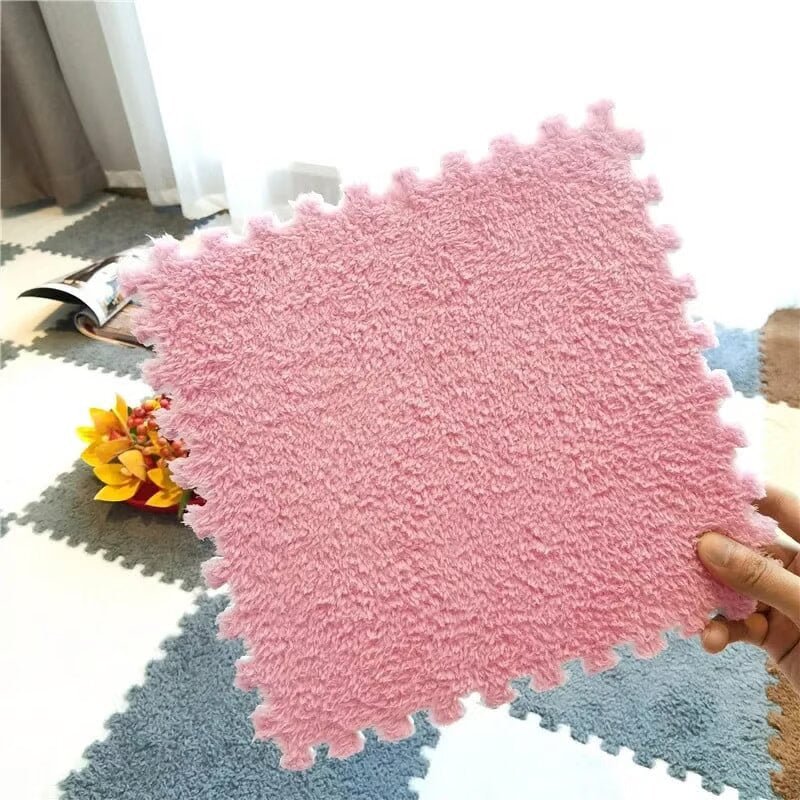 Plush Puzzle Rug Tiles – Foam, 30×30cm & Non-Slip Interlocking