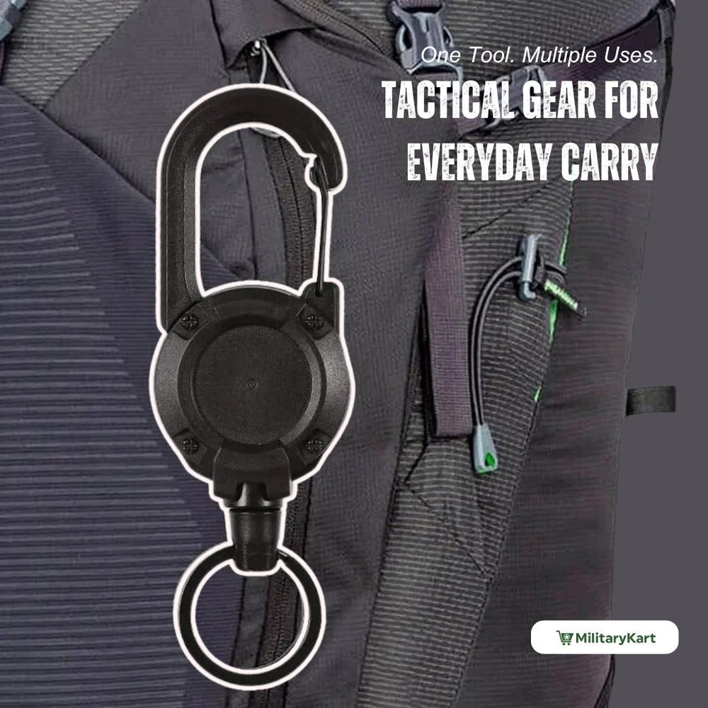 Kalsten | Heavy-Duty Tactical Retractable Keychain – Multi-Use Outdoor Carabiner Tool