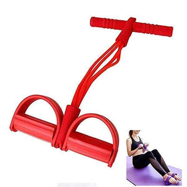 Full-Body Sit-Up Resistance Trainer – Foot Pedals, Elastic Bands & 4/6 Strand Levels