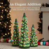 Hand-Painted Tabletop Christmas Trees with LED Lights – Decorative Set