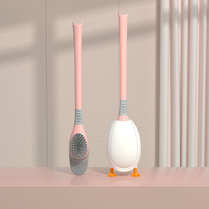 Toilet Brush with Holder – 360° Soft TPR Head, Long Handle & Wall-Mountable Base