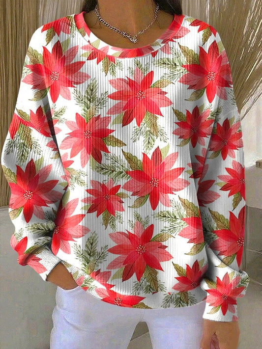 Women's Waffle-Knit Sweater – Brushed Lining & Relaxed Fit