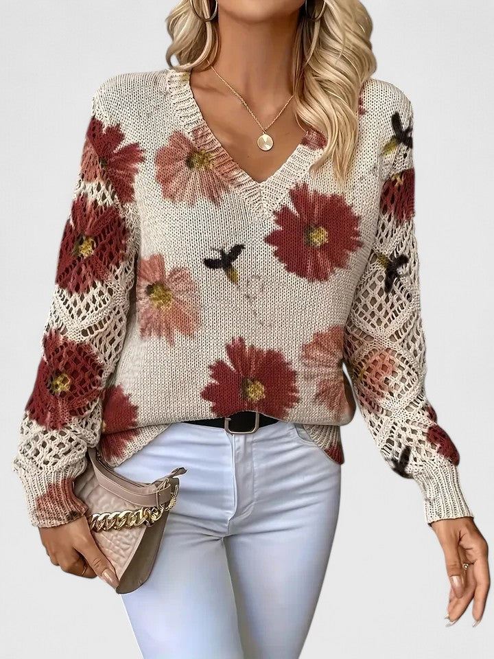 Noelle Floral Knit Sweater - Stylish Strickpullover for Women