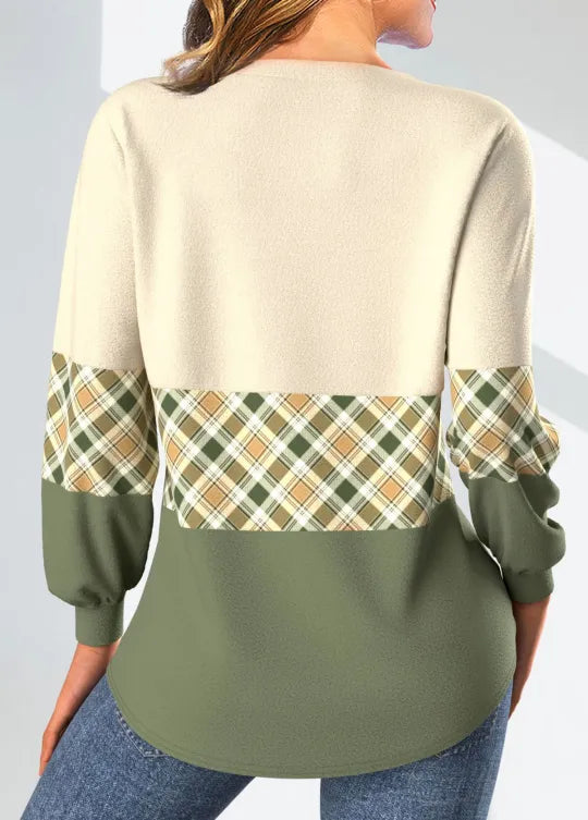 Annelie Women's Pullover with Stylish Checkered Detail - Cozy Knit Sweater for Casual Wear