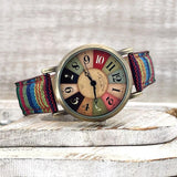 Watch with Multicolor Rainbow Pattern & Braided Band - Elyvra