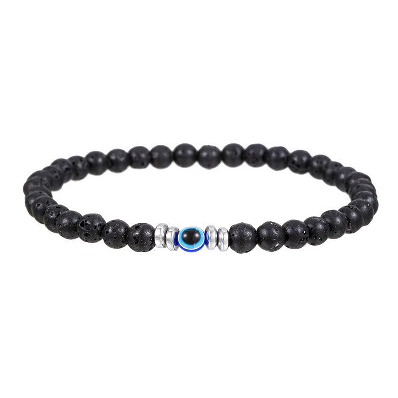Men's 4mm Natural Stone Bracelet with Evil Eye Bead – Thor