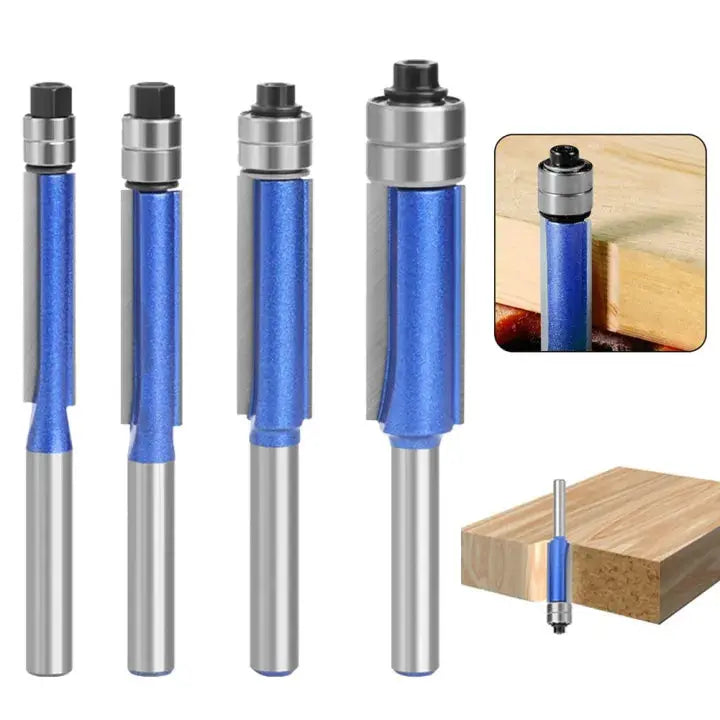 4-teiliges Bündiger Fräser-Set – Präzise Kantenbearbeitung für Holz, Kunststoff und Metall