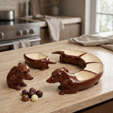 Ceramic Dachshund Snack Bowl Set – 5 Pieces, Glazed Ceramic & 25cm Diameter