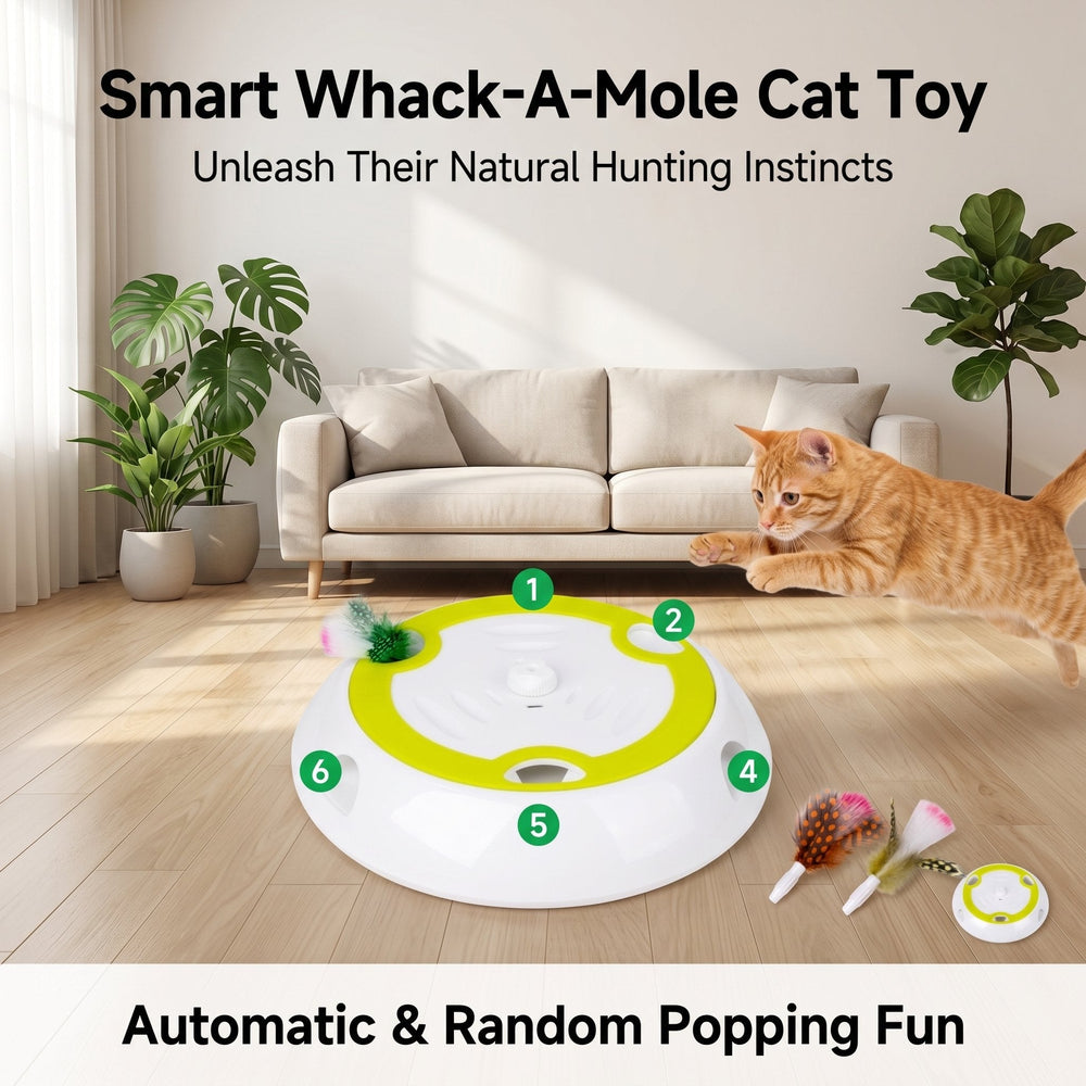 Interactive Cat Toy – Automatic Feather Pop-Up, Motion Sensor & USB-C Rechargeable