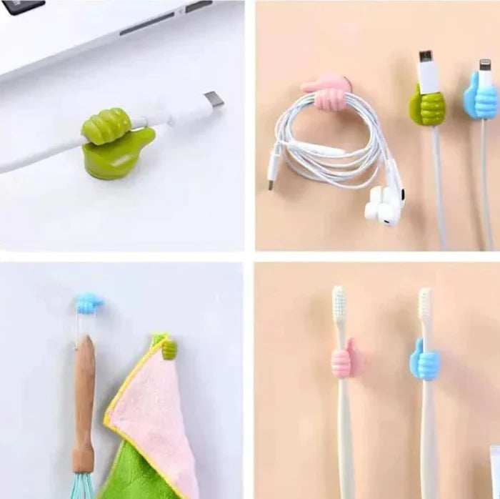 Silicone Thumb Hooks – Self-Adhesive Cable Organizers, 20-Pack, 8 Colors