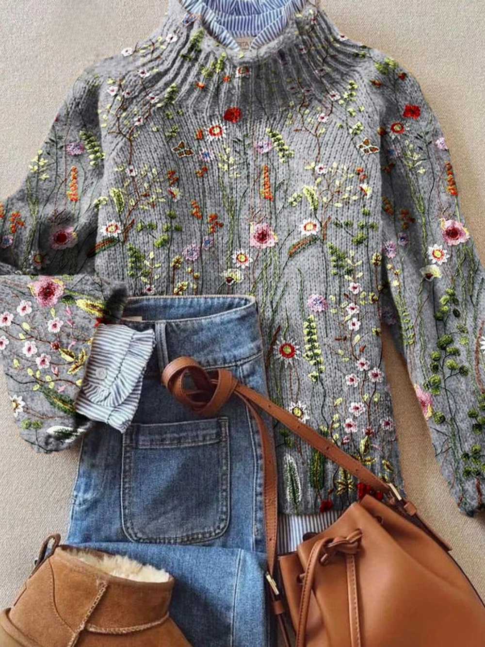Abigail Vintage Floral Knit Sweater | Timeless Style | Cozy & Chic Women's Pullover