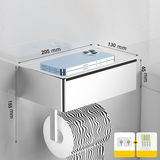 No-Drill Toilet Paper Holder – Stainless Steel, Phone Shelf & Adhesive Mount