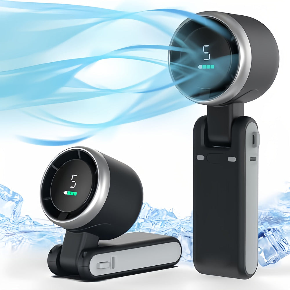 Portable Handheld Fan – USB-C Rechargeable, 5 Speeds & 180° Adjustable Tilt