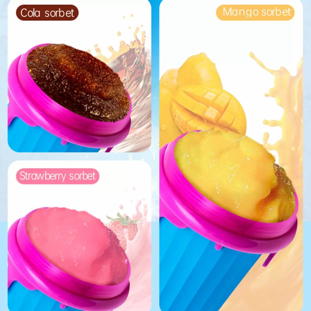 Slushy Maker Cup – Quick-Freeze Squeeze Cup, Leak-Proof Lid & 2-in-1 Straw Spoon