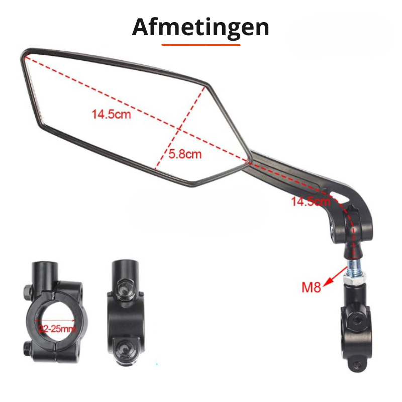 Verstellbarer 360° Fahrradspiegel mit Universeller Lenkerhalterung – Optimaler Sichtwinkel für sicheres Fahren