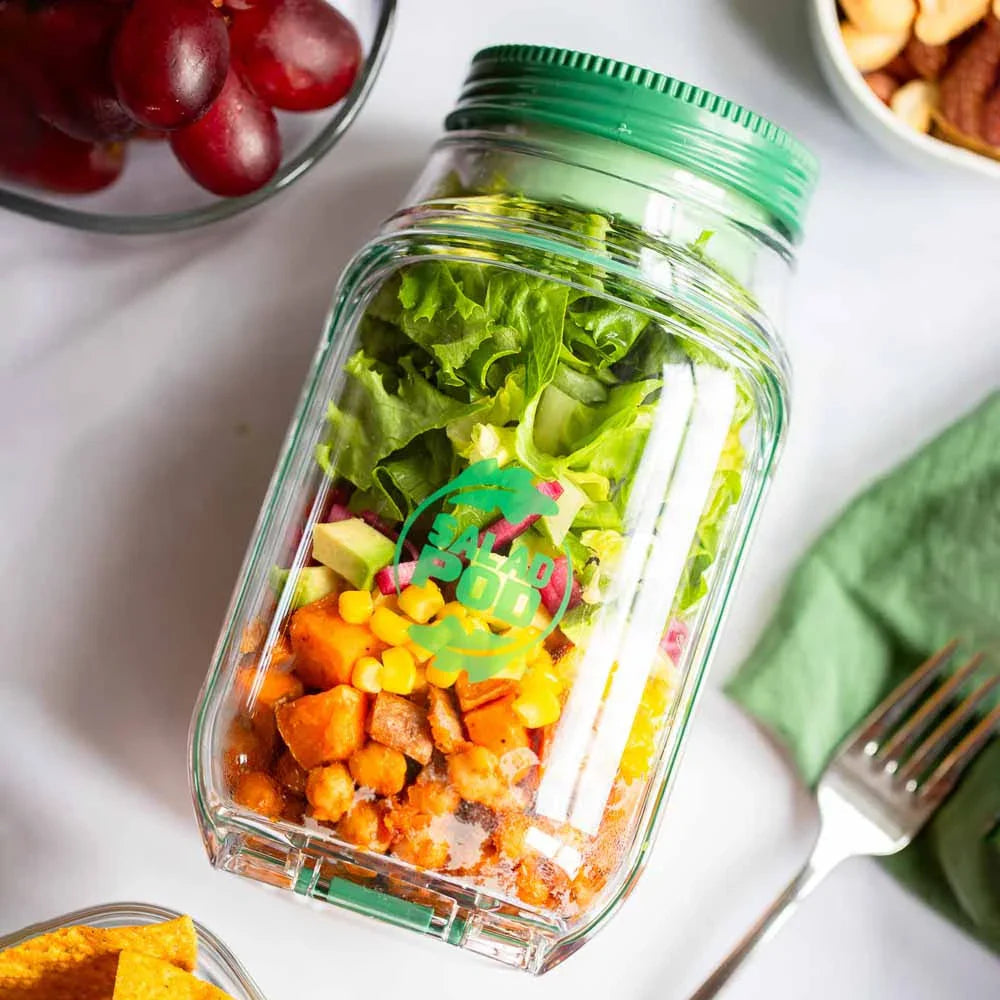Layered Salad Container – Leak-Proof Dressing Cup, 1.1L, BPA-Free Tritan