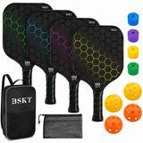 Pickleball Paddle Set Fiberglass Lightweight Rackets Balls