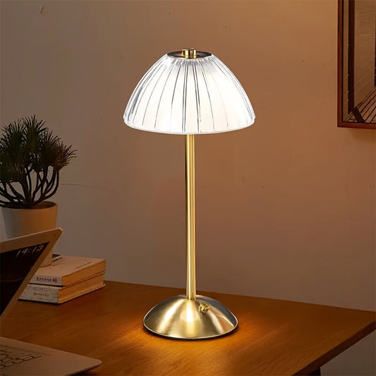 Table Lamp – Golden Finish, Touch Control & USB Rechargeable Battery