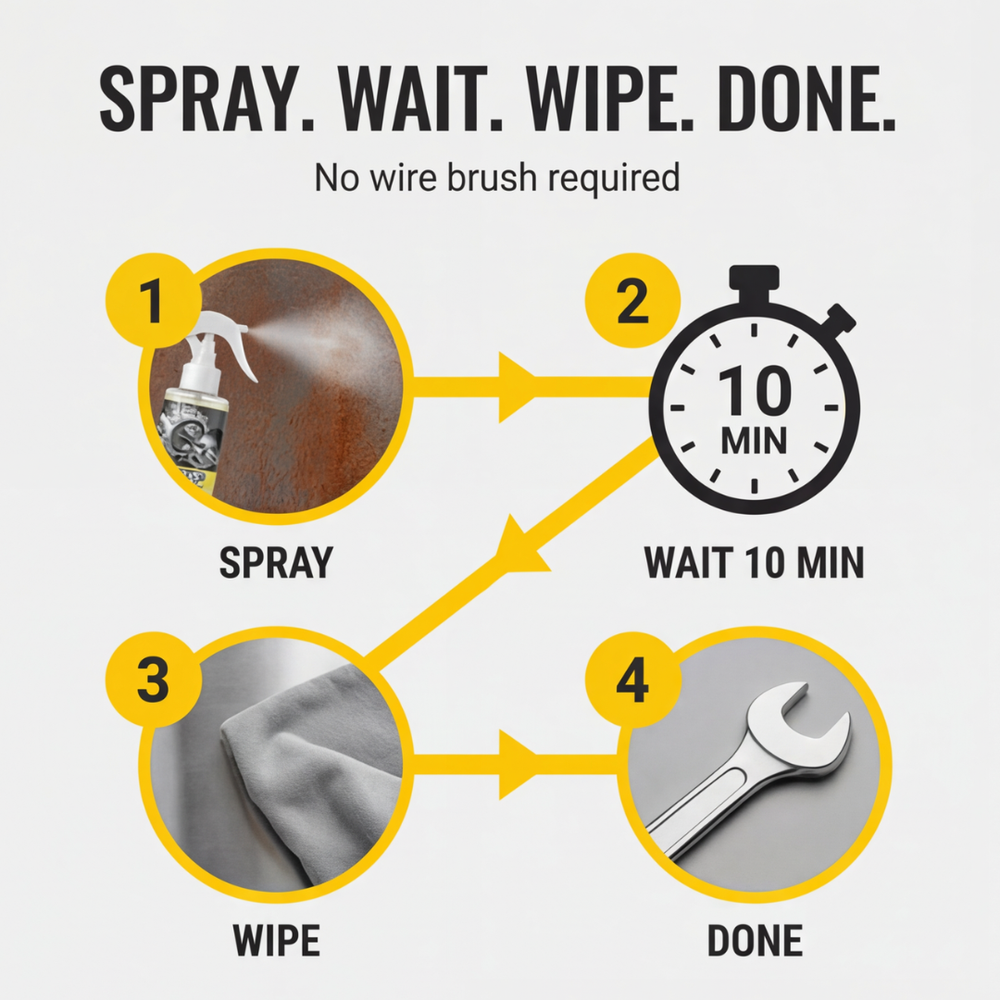 Optimized Product Title: "Effektives Rostentferner-Spray – Rostlöser ohne Schrubben für mühelose Anwendung" 

This title includes relevant keywords for better visibility while highlighting the product's effectiveness and ease of use.