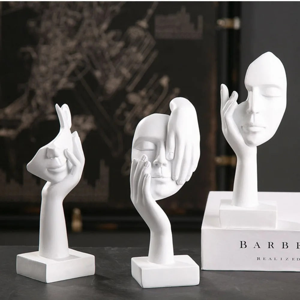 Abstract Face Sculpture – Resin, 17×6.5×5cm, Gold, Black or White Home Decor