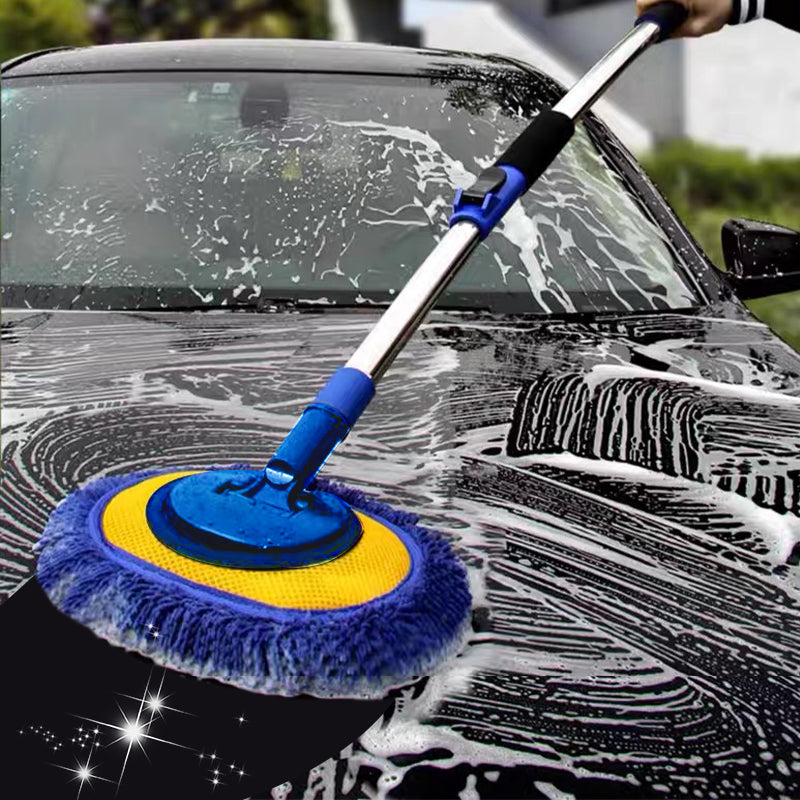 Telescopic Car Wash Brush – 58-115cm Extendable, 180° Swivel Head & Microfiber
