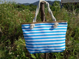 Striped Beach Tote Bag – Rope Handles, Spacious & Nautical Design