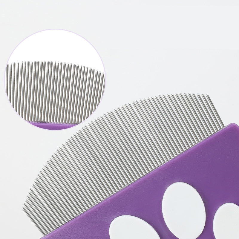 Pet Grooming Comb – Fine Metal Teeth, Ergonomic Paw Handle & Multi-Color