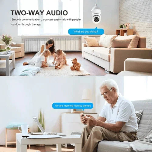 E27 Wireless Security Camera – 1080p, 360° Pan-Tilt & Infrared Night Vision