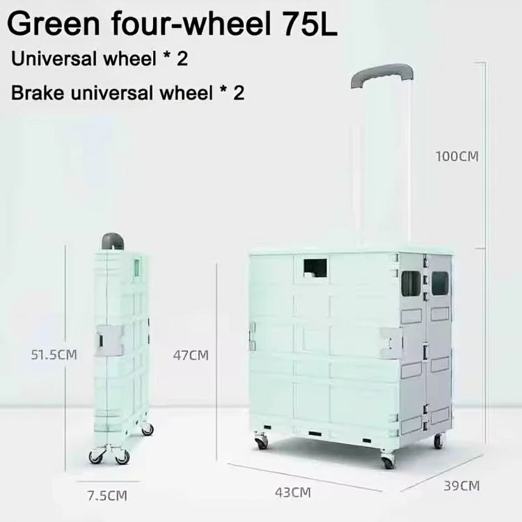 Folding Stair-Climbing Trolley Cart – 50/75L, Multi-Wheel & Collapsible