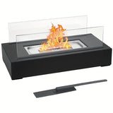Bioethanol Tabletop Fireplace – Safety Glass, Smokeless & Portable Black Design