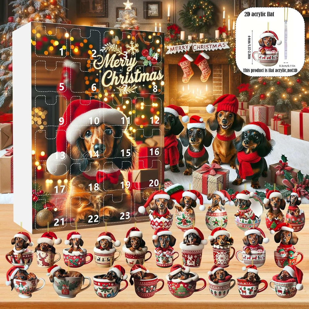 Dachshund Advent Calendar – 24 Acrylic Pendants & Christmas Ornaments