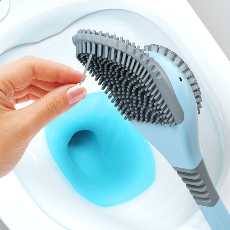 Toilet Brush with Holder – 360° Soft TPR Head, Long Handle & Wall-Mountable Base
