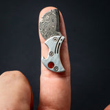 Mini Titanium Bottle Opener – Damascus Steel Blade, Keychain Size & 4.46cm Compact