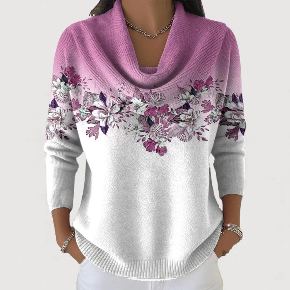 Enhanced Product Title: "ALORA Floral Pattern Cowl Neck Pullover - Stylish Women's Sweater for Cozy Comfort" 

This title includes relevant keywords while maintaining clarity and appeal for potential customers.