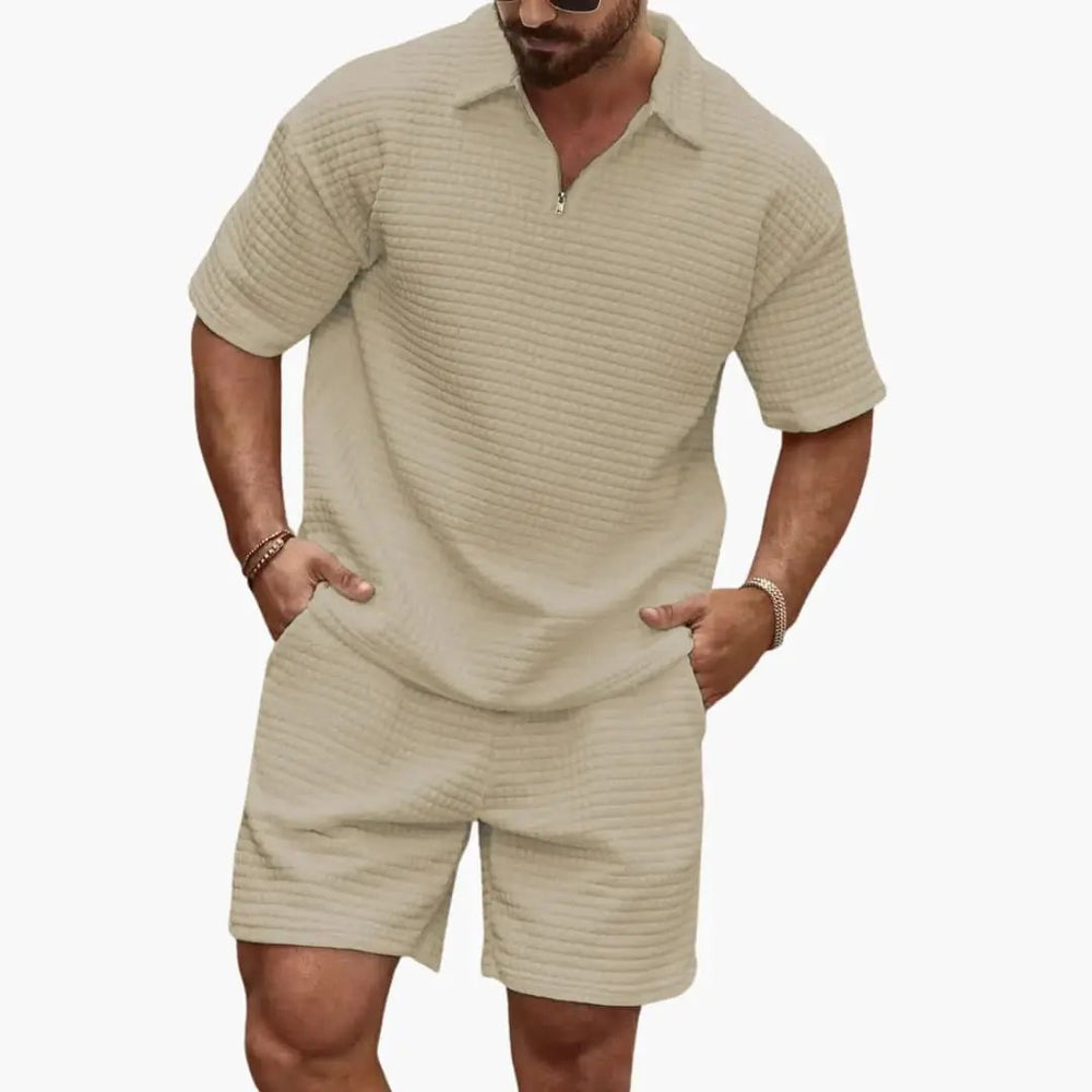 Men's Two-Piece Set – Quilted Structure & Half-Zip
