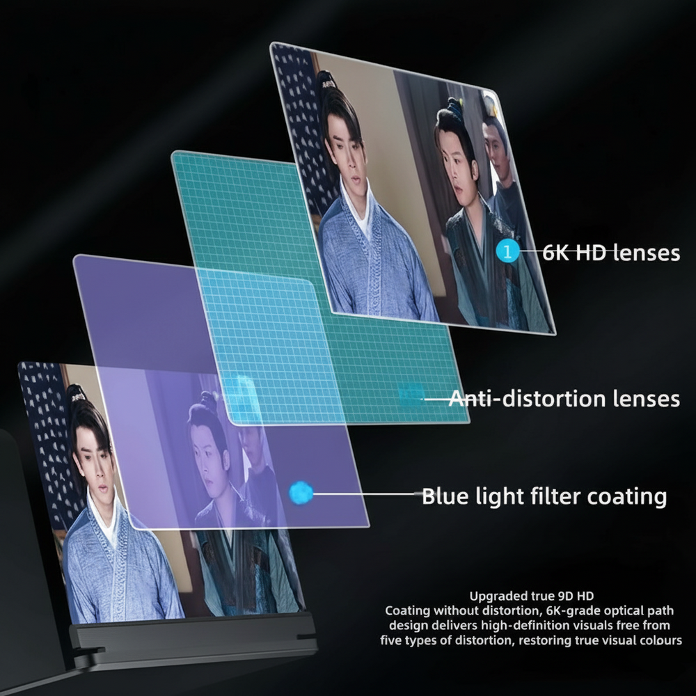 Smartphone Screen Magnifier – 12-Inch HD Lens, Foldable Stand & Universal Compatibility