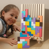 Holz-Tetris-Puzzle für Kinder ab 5 Jahren – Buntes, Kreatives Bauspiel zur Förderung von Motorik und Logik