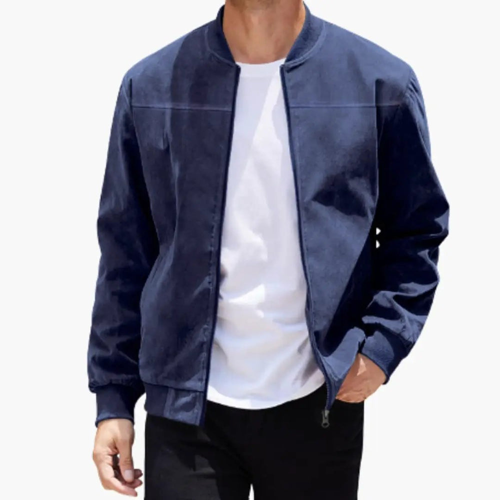 Women's Bomber Jacket – Ribbed Collar, Full-Zip Closure & Side Pockets