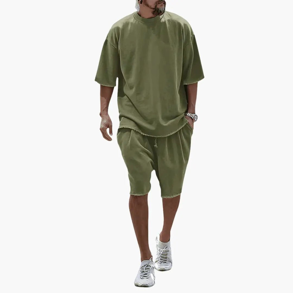 Two-Piece Set – Men's, Drawstring Shorts & Oversized Shirt