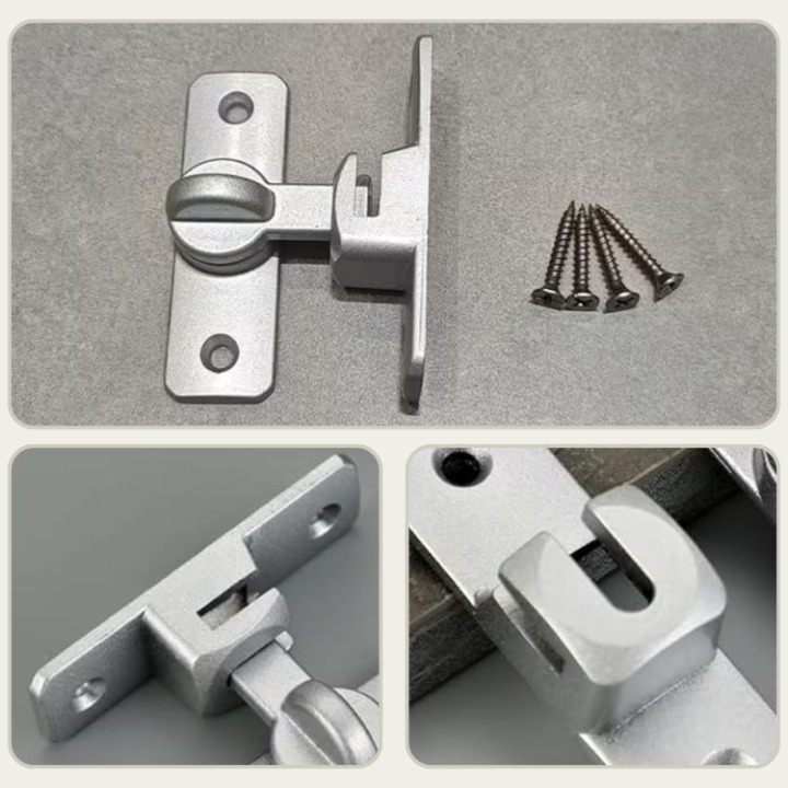 Aluminum Door Latch Lock – Corrosion-Resistant, Silver, 2-Pack with Screws