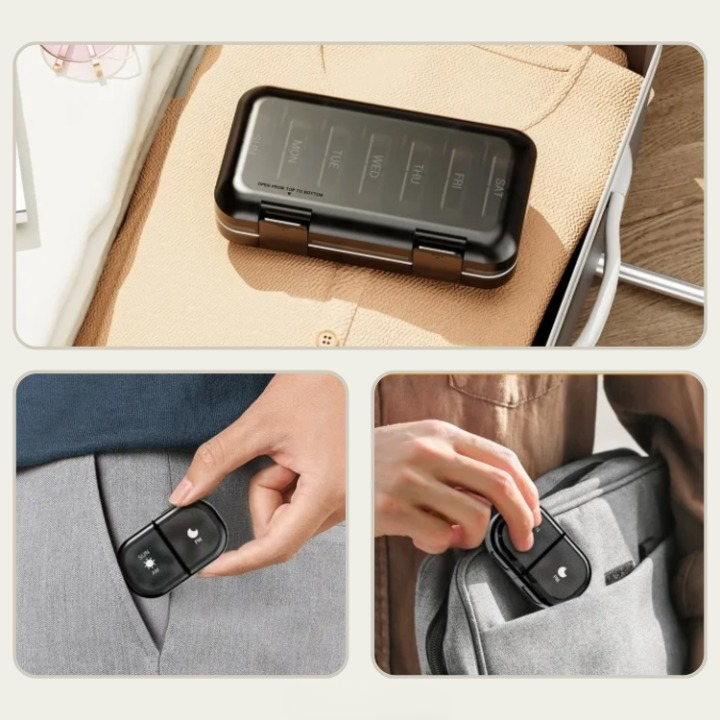 7-Day AM/PM Pill Organizer – 2 Daily Compartments, BPA-Free & Detachable Boxes