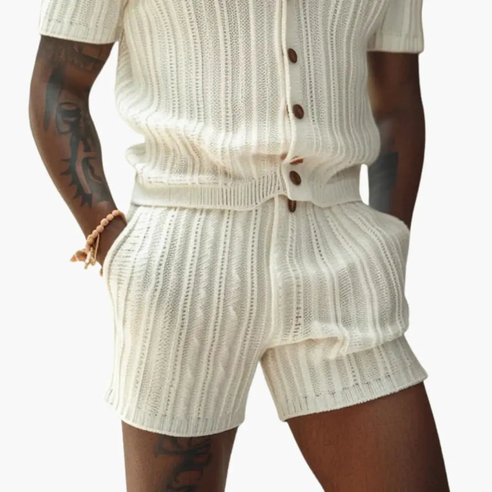 Men's 2-Piece Summer Set – Polo Shirt, Shorts & Breathable Knit
