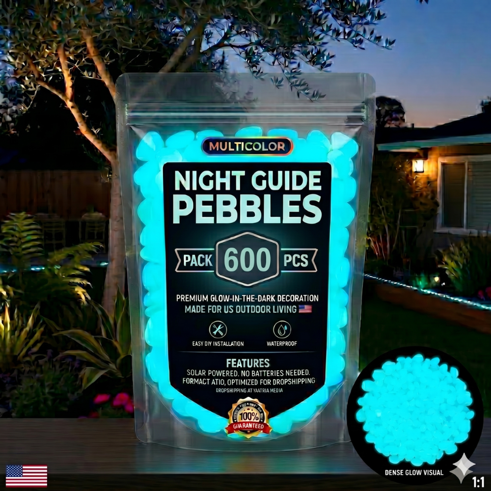 Glow-in-the-Dark Garden Pebbles – Solar-Charged Resin, 10-Hour Glow, Garden & Aquarium Safe