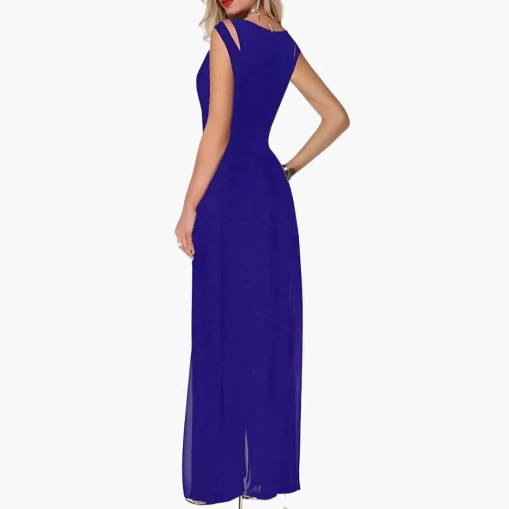 Women's Evening Dress – Black, Front Slit & Maxi Length