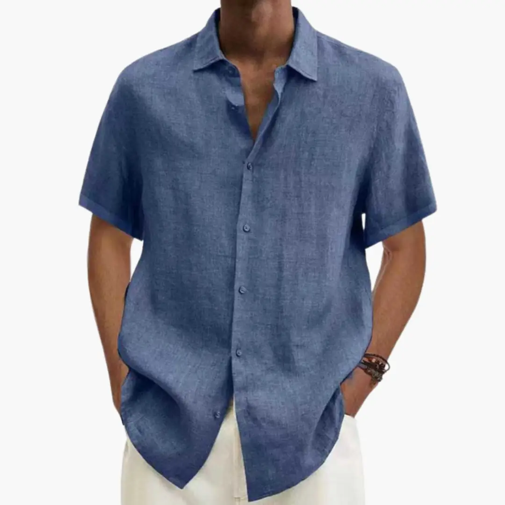 Men's Casual Shirt – Short Sleeve, Button Placket & Summer Style