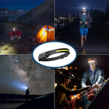 COB LED Headlamp – Gesture Control, 350 Lumens, 230° Beam & IPX4