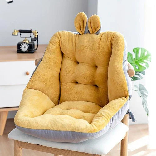 Seat Cushion with Backrest – Lumbar & Tailbone Support, Velour, Non-Slip Straps
