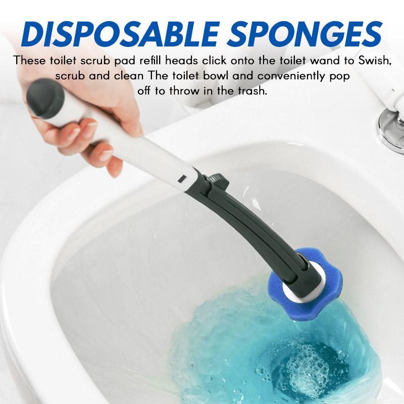 Disposable Toilet Brush – Replaceable Sponge Heads, 99.9% Bacteria Removal & Wall Mount Holder
