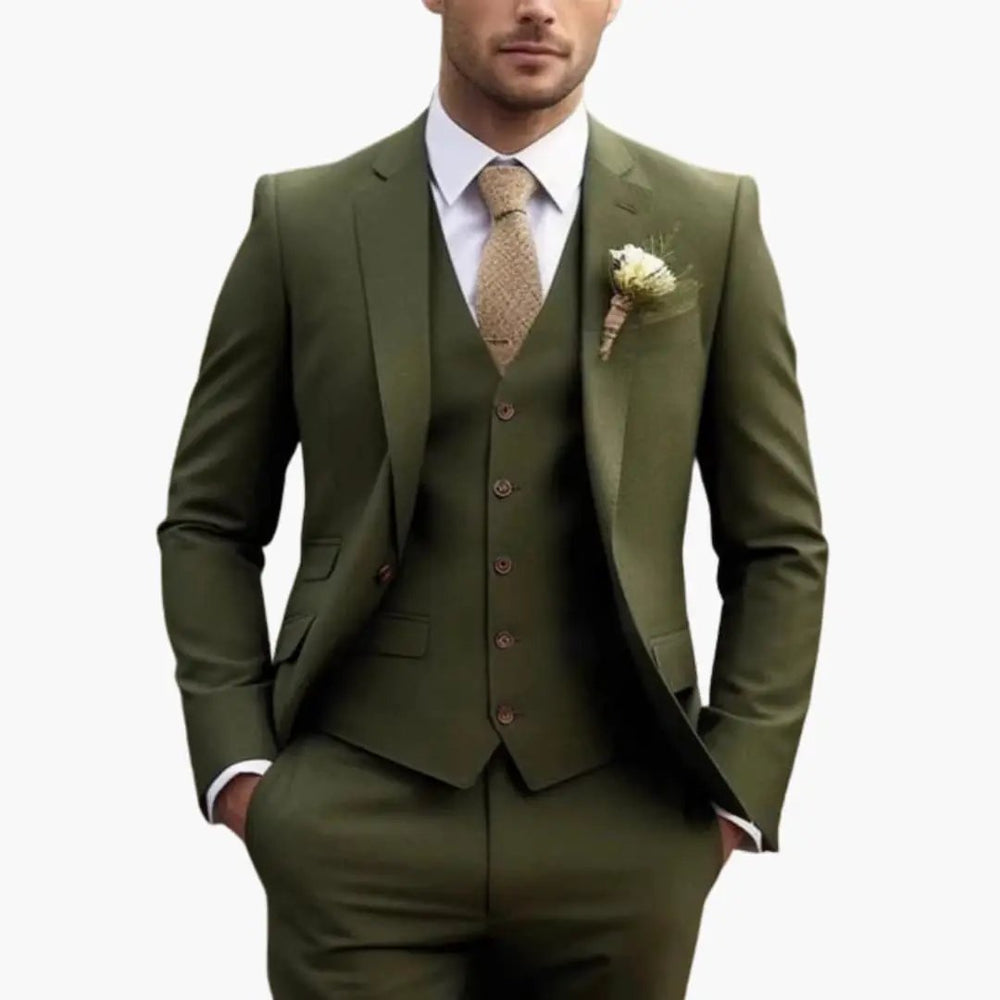 Men's Three-Piece Formal Suit – Blazer, Vest & Straight-Leg Trousers