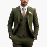 Men's Three-Piece Formal Suit – Blazer, Vest & Straight-Leg Trousers